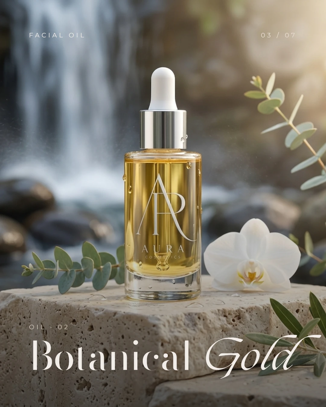AURA Botanical Gold facial oil key visual
