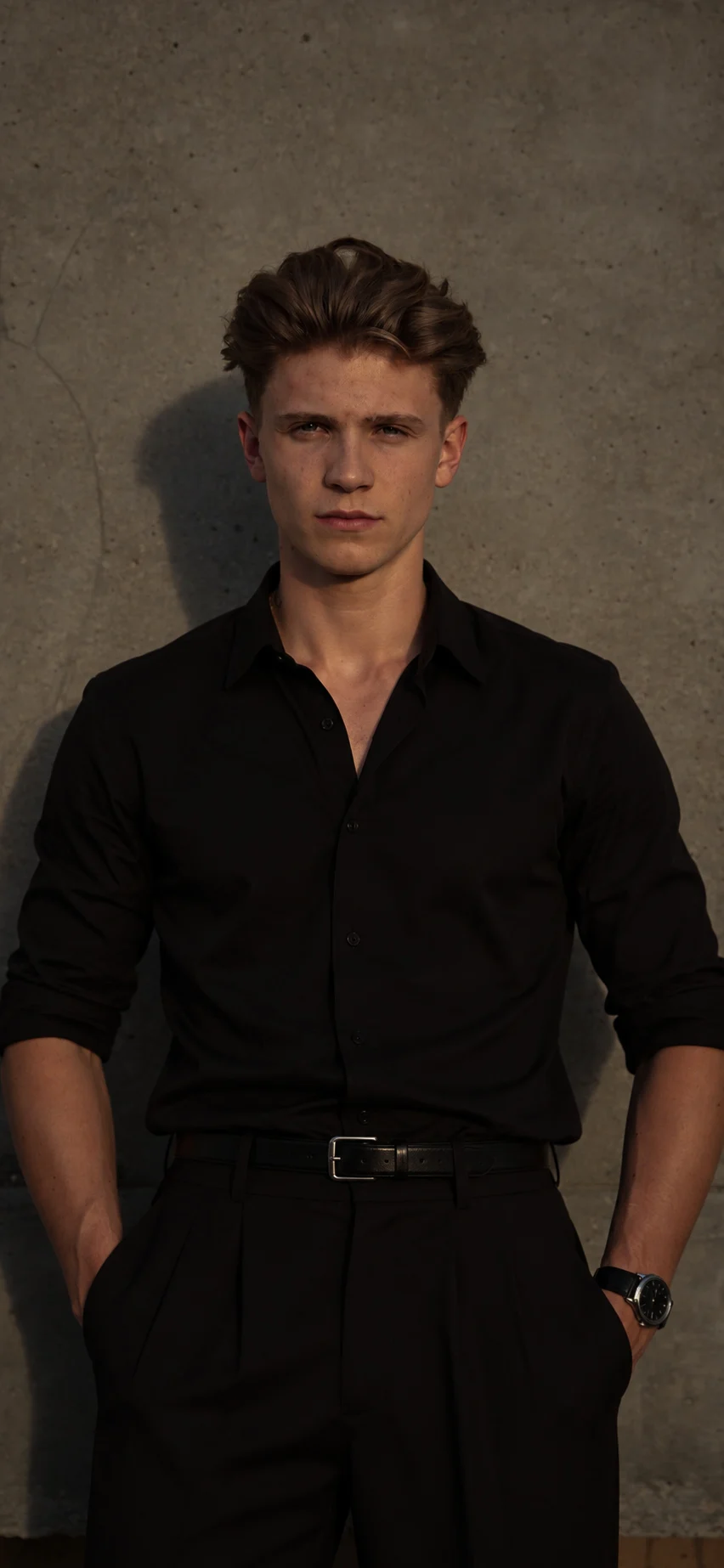 Portrait of Finn Zimmermann in front of a concrete wall