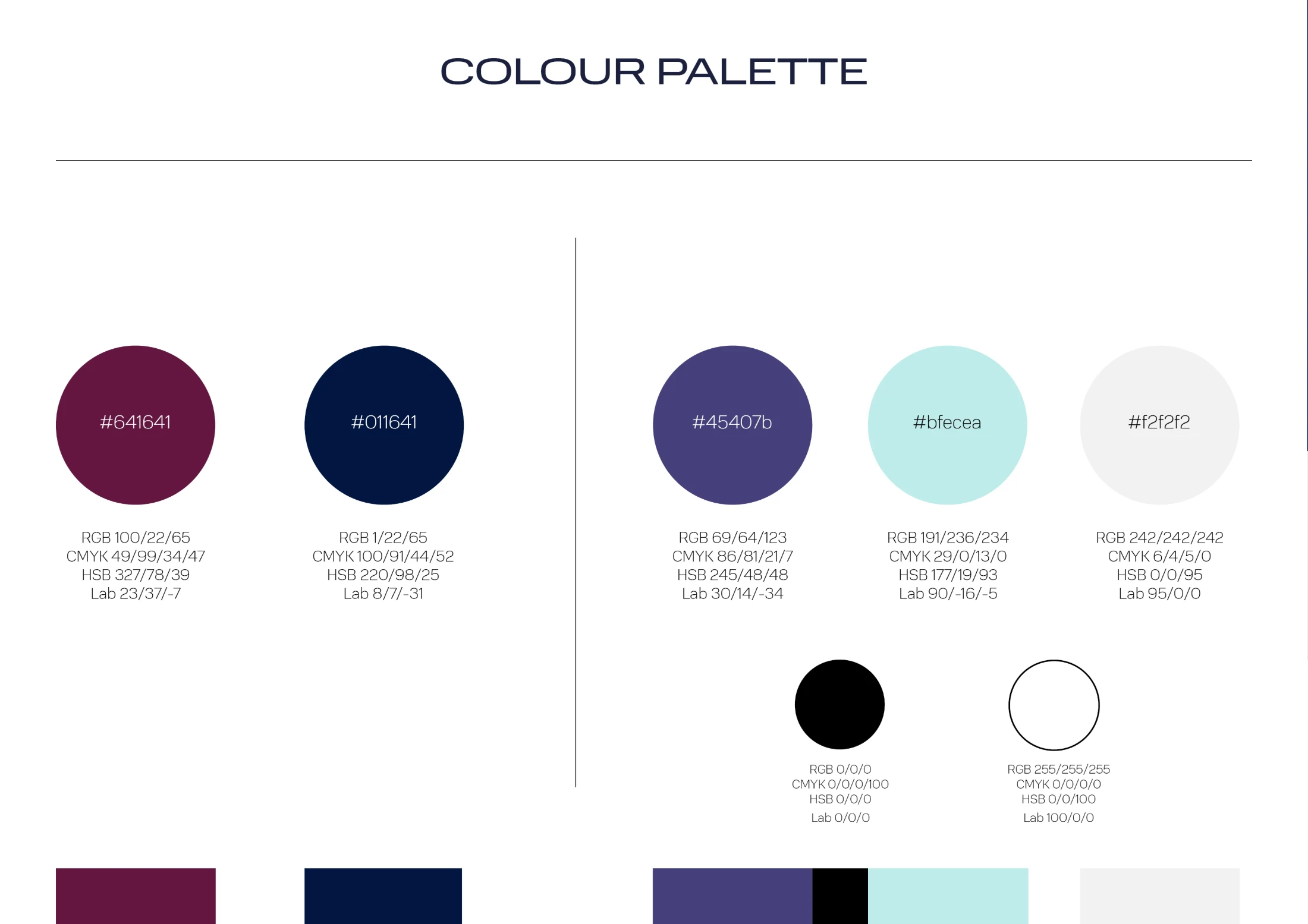 NO.RÉ colour palette with values
