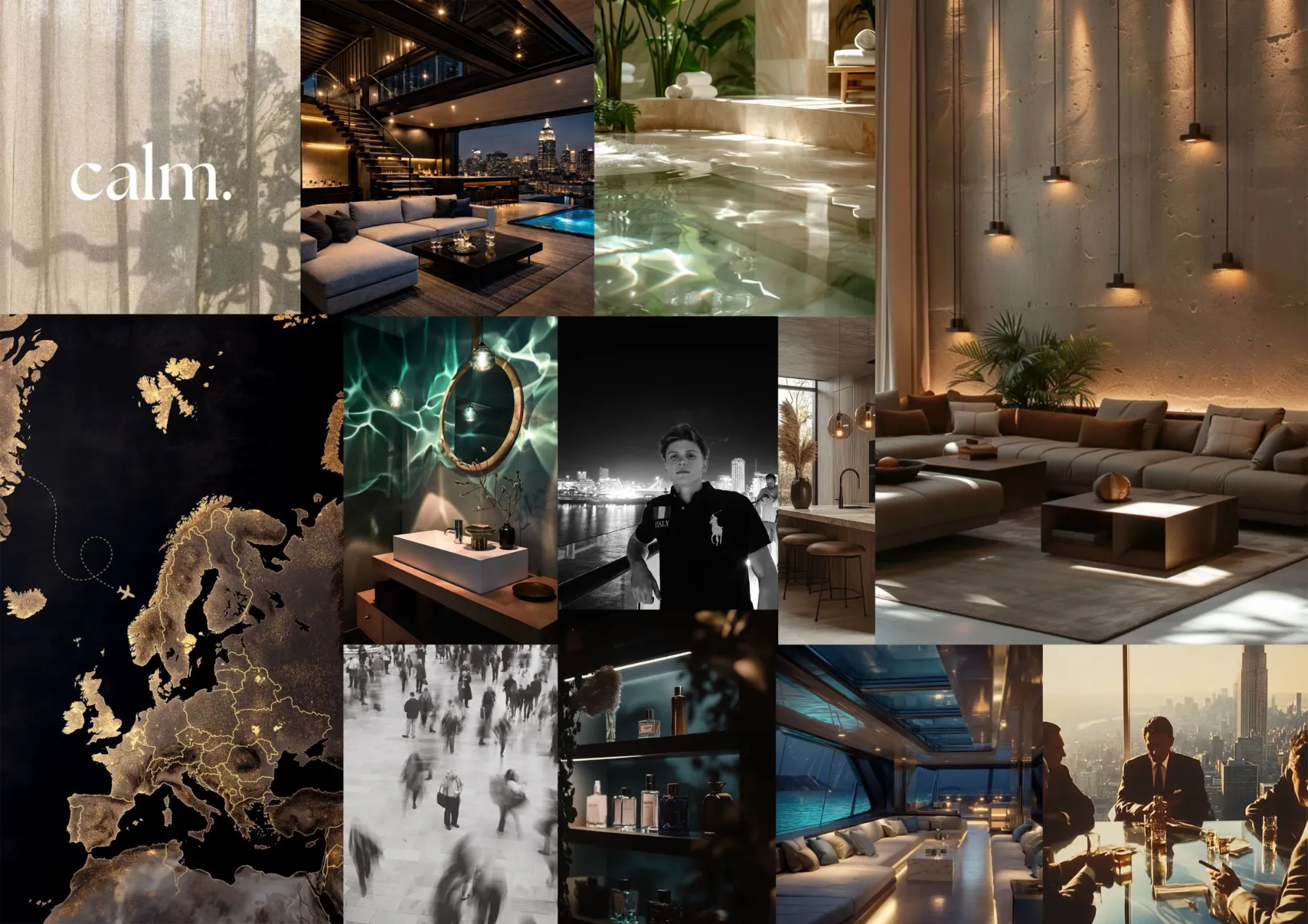 NO.RÉ moodboard: calm interiors, light, water and scent